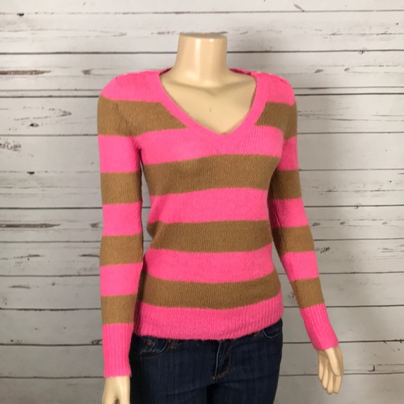 J. Crew | Sweaters | J Crew Pink Brown Striped Sweater Size Xxs | Poshmark